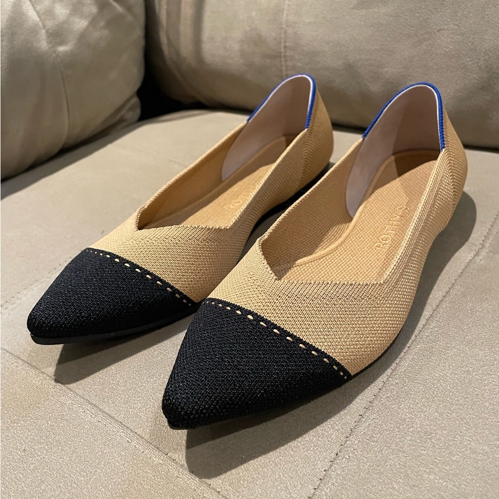 Rothys The Point Camel Captoe Slip On Toe Flats Women's Size 9